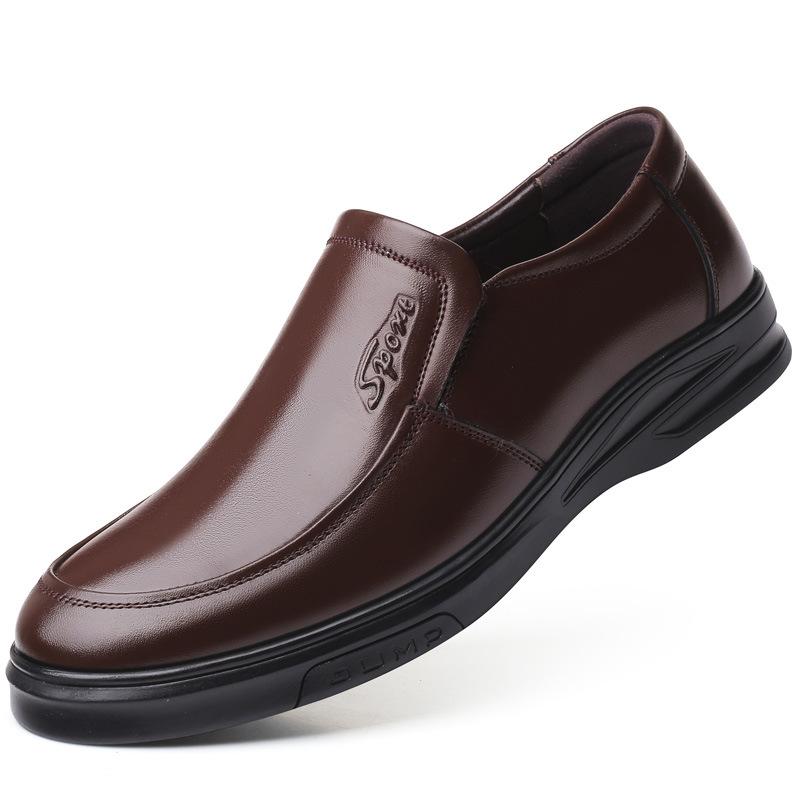 Кожаные туфли мужские 2024 новые деловые сандалии с дышащими отверстиями мужские кожаные повседневные туфли для пап среднего и пожилого возраста