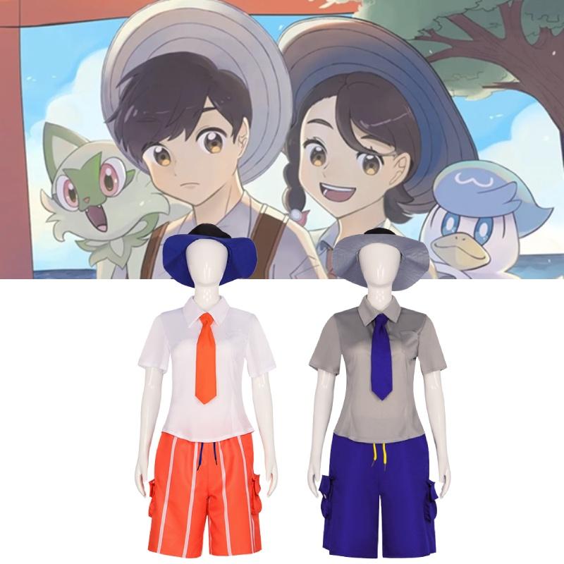 Комплект костюма для косплея Флориана и Джулианы из Pokemon Scarlet And Violet для Хэллоуина и сценических выступлений