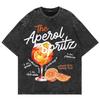 100% Хлопок Винтажная Стирка Aperol Spritz Клубная Футболка Модная Мужская/Женская Эстетичная Графика Лимон Крутая Свободная Кислотная Стирка Футболки