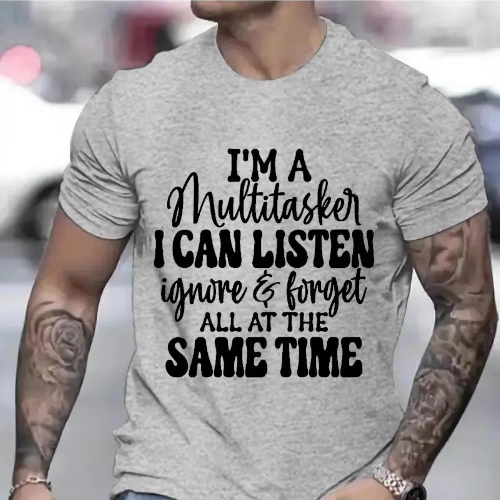 Men's Clothing I'm A Multitasker Print T-shirts for Men Sarcastic T-Shirt Sarcasm Attitude Shirts Humor Funny Saying Grey Tees