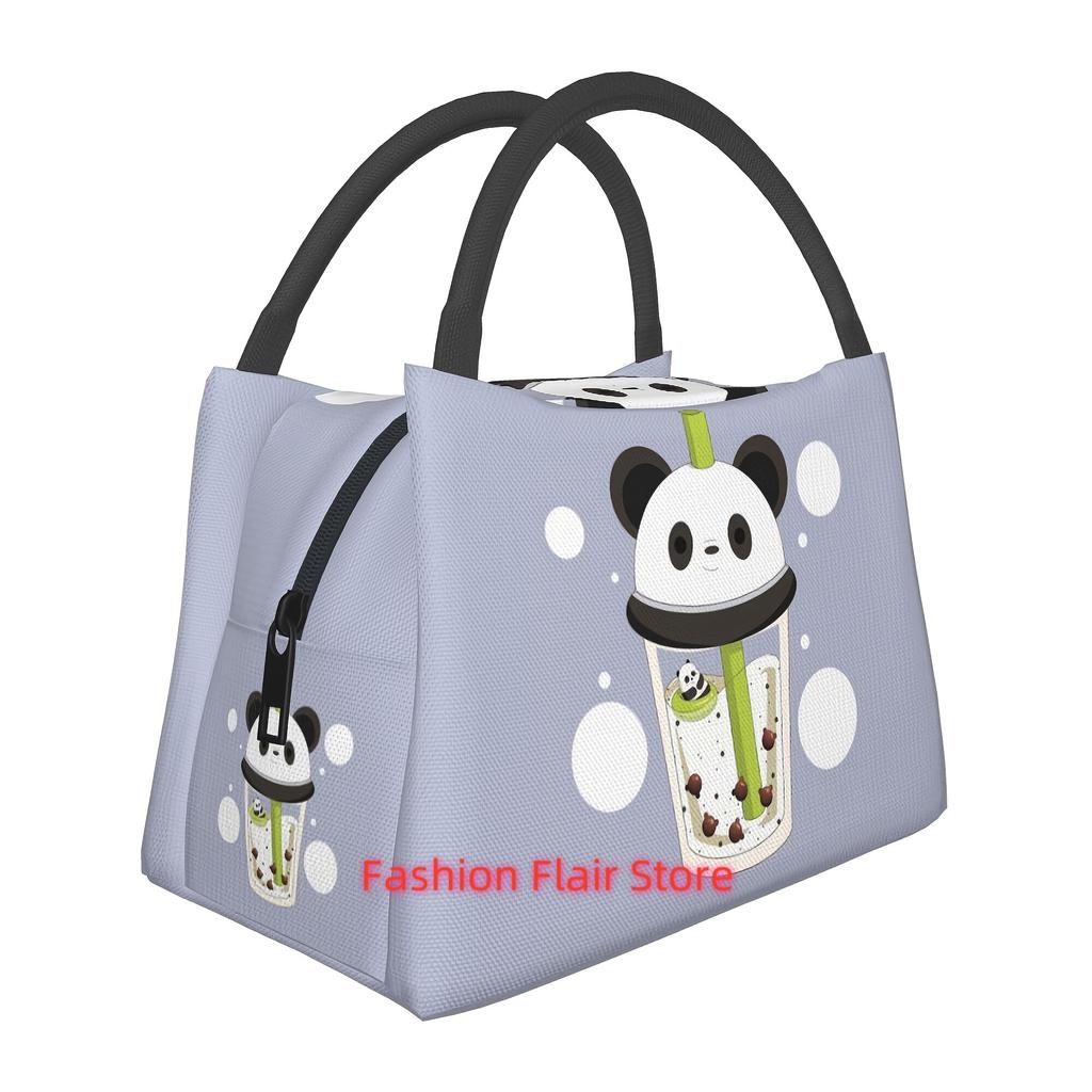 1pc Purple Panda Reusable Cooler Bag, Insulated Lunch Bag, for Camping Picnic Beach Suitable for School, Classroom,