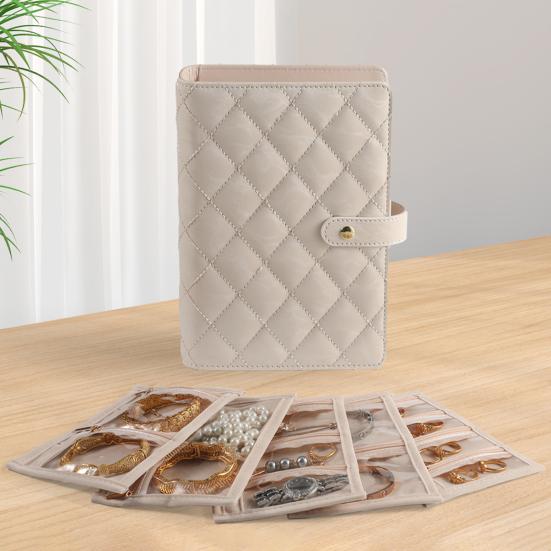 Дорожная шкатулка для украшений из искусственной кожи, многосекционный органайзер для хранения, водонепроницаемый стеганый чехол для хранения украшений