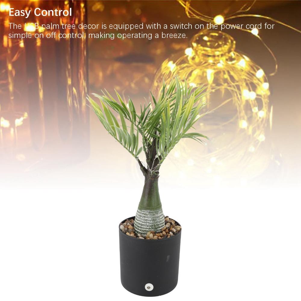 USB Powered LED Palm Tree Lamp Faux Plant Lighted Palm Tree Ornament  Party Decoration