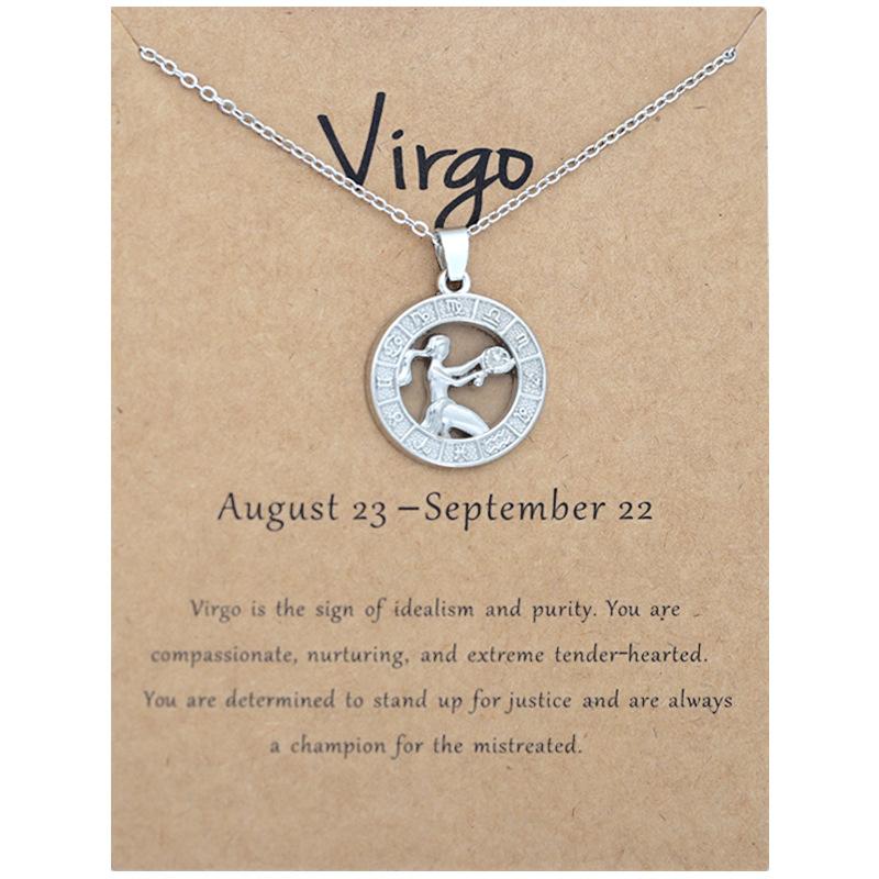 12 Zodiac Signs 3D Image Pendant Necklace Ins In Stock Zodiac Card Collarbone Chain
