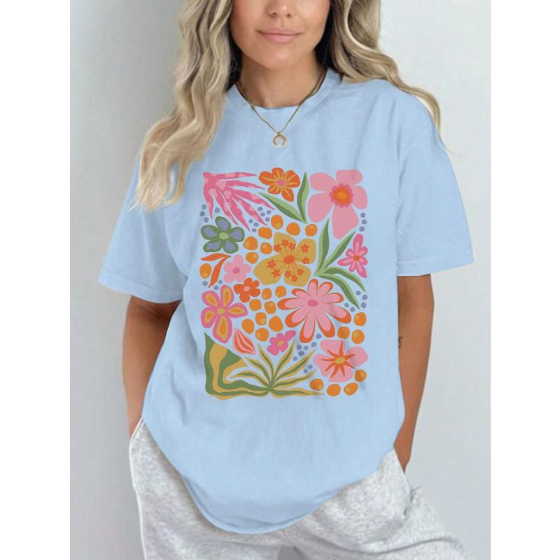 Футболка с короткими рукавами и цветочным узором