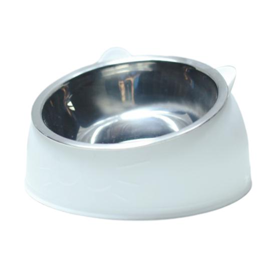 Raised Cat Food Bowl 15-degree Tilted Elevated Pet Feeder Bowl Anti Spill Stainless Steel Pet Food Dish for Dogs And Cats To Protect Pet's Spine