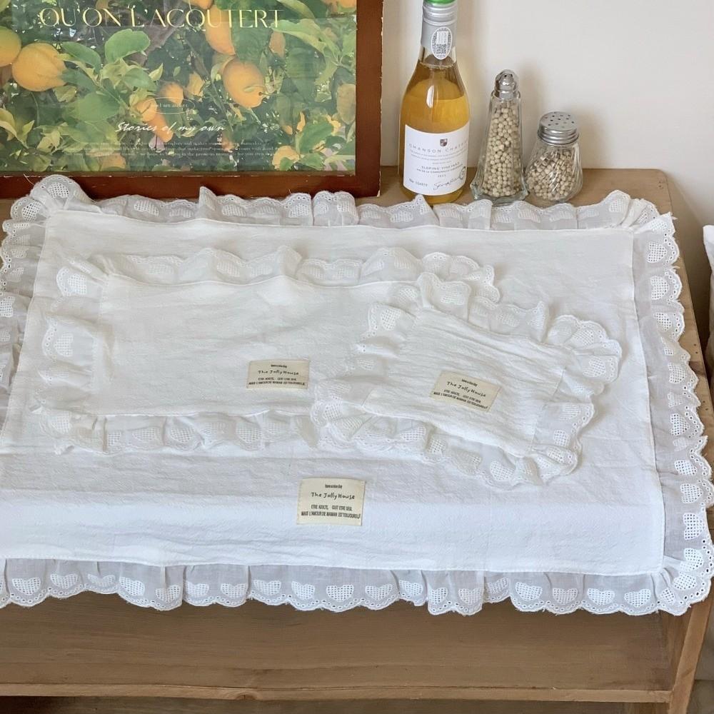 Dust-proof Material Lace Ruffle Placemats Cotton Fabric Soft Flounced Napkins  Home Dining