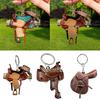 Horse Western Cowboy Saddle Shape Keychain Acrylic Charm Pendant Hanging Keyring Decoration Car Key Rings Holder Gifts Not 3D
