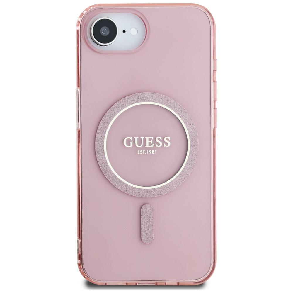 Guess IML Glitter Circle MagSafe Case for iPhone 16e / 17e Pink