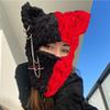 Cute Rabbit Ear Knit Beanie Women Warm Fleece Lined Winter Hat Handmade Punk Street Style