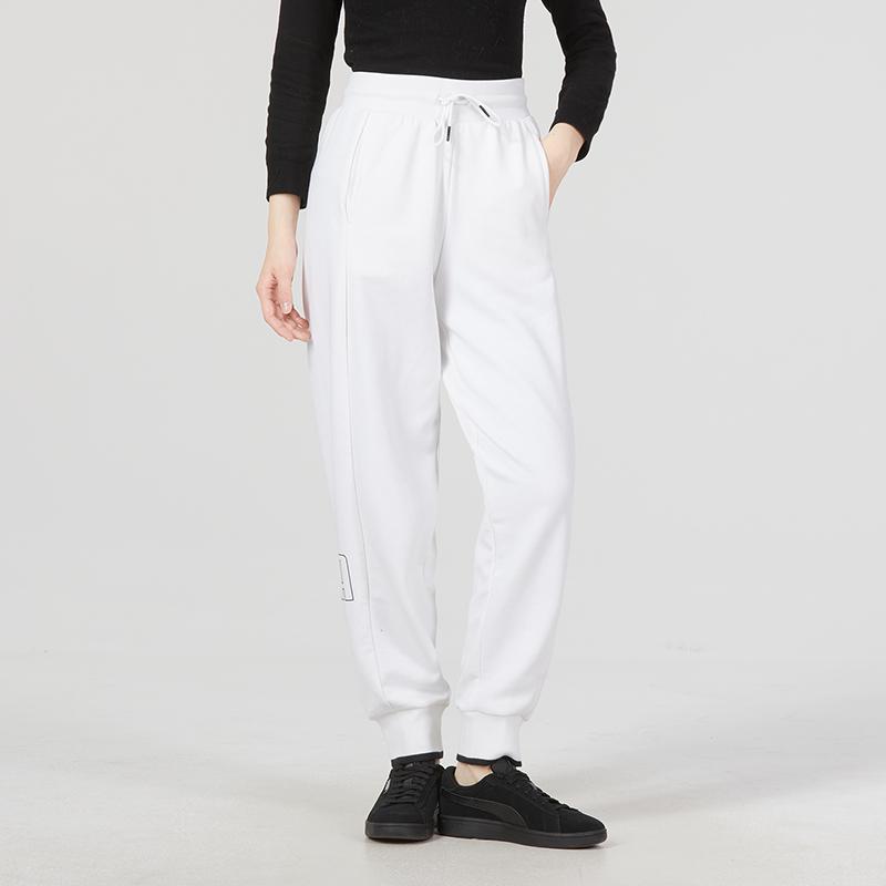 Puma Power Colorblock High-Waist Jogger Pants With Brand Logo Print Women Bottoms White 675572-02