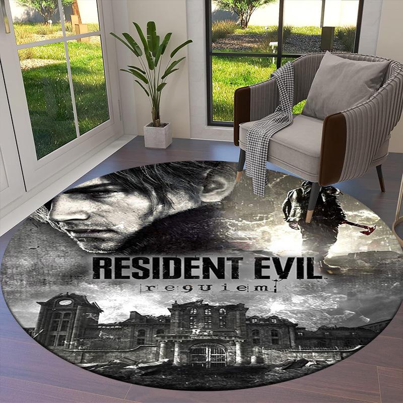 Resident Evil Round Area Rug Carpet Rug For Living Room Bedroom Sofa Playroom Decor Nonslip Floor Mat