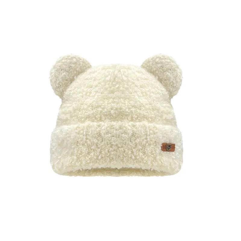 1 шт. модные осенне-зимние женские шапки-бини, теплые милые шапки с медвежьими ушками, повседневные вязаные плюшевые мягкие