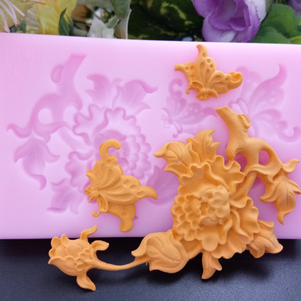 Diy Flower Silicone Mold Orchid Butterfly Dry Pace Fondant Cake Decoration Lace Pattern Baking Tool