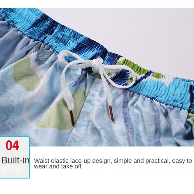 Пляжные брюки Мужские быстросохнущие свободные тонкие четверти шорты Спортивные повседневные брюки с цветочным принтом