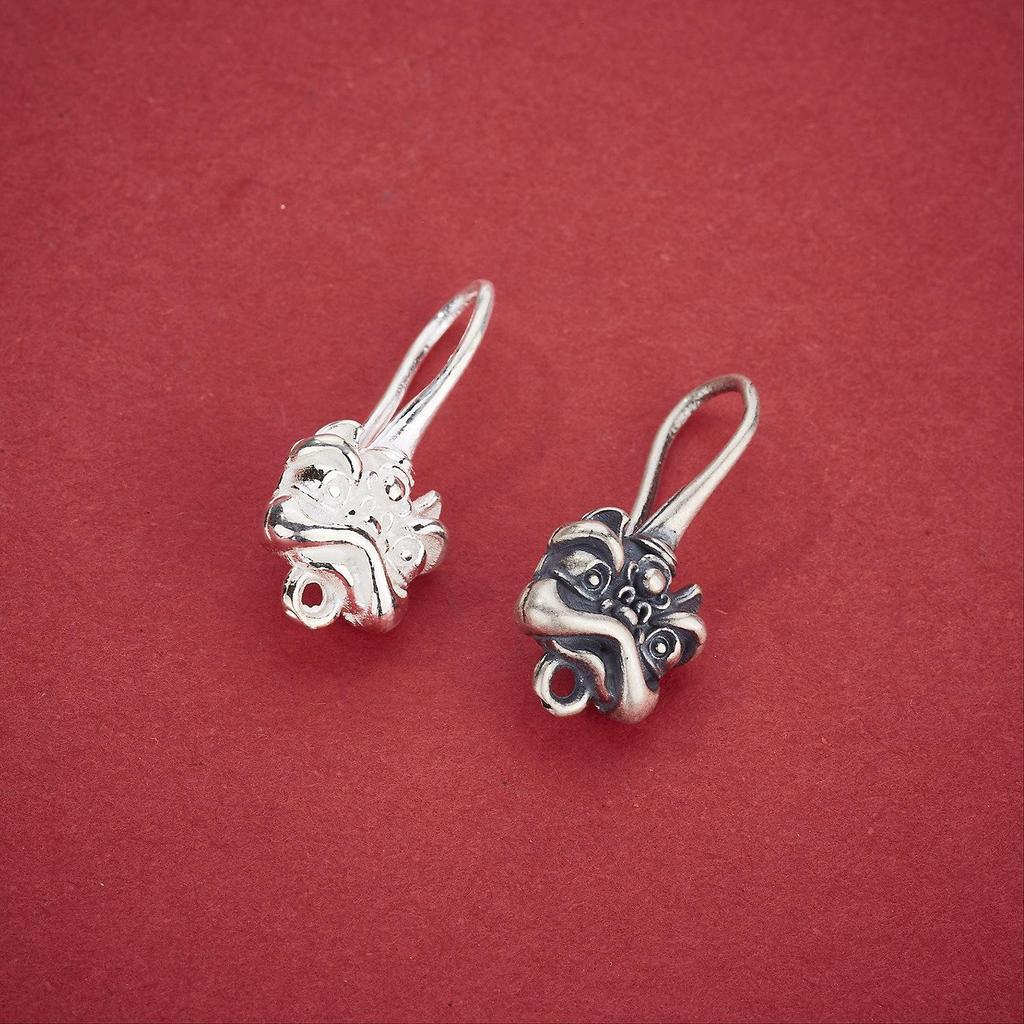 Серьги из стерлингового серебра S925 с изображением морды Пиксиу, с ушными крючками для подвесок-кисточек, Полуфабрикат для DIY