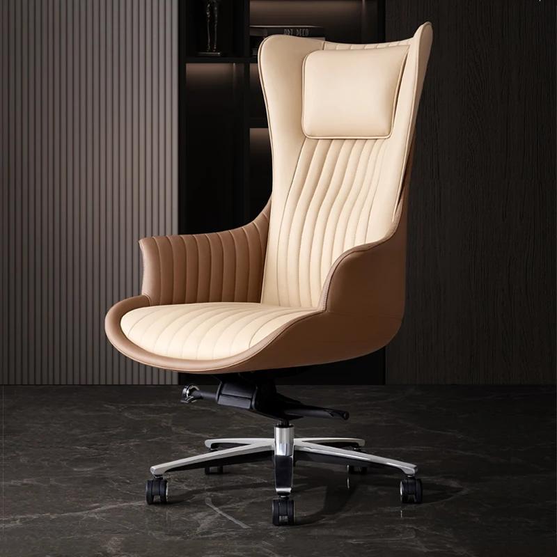 For Luxus Leder Bürostuhl Nordic Hohe Rückenlehne Ergonomische Drehbare Bürostuhl Computer Atmungsaktivität Chaise De Bureaux Mö