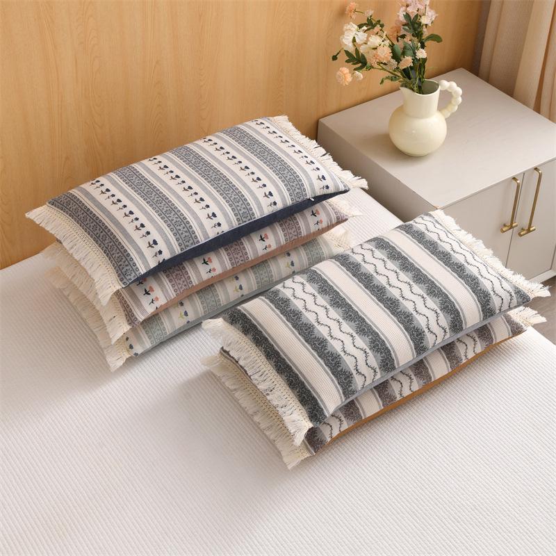 All-Cotton Tassel Lace Buckwheat Husk Pillow for Adults and Students
