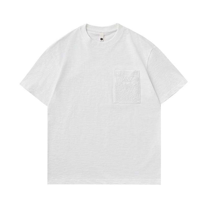 Mu Qiu Men's Wear | Trendy Embroidered Bamboo Texture Round Neck Loose T-shirt for Men