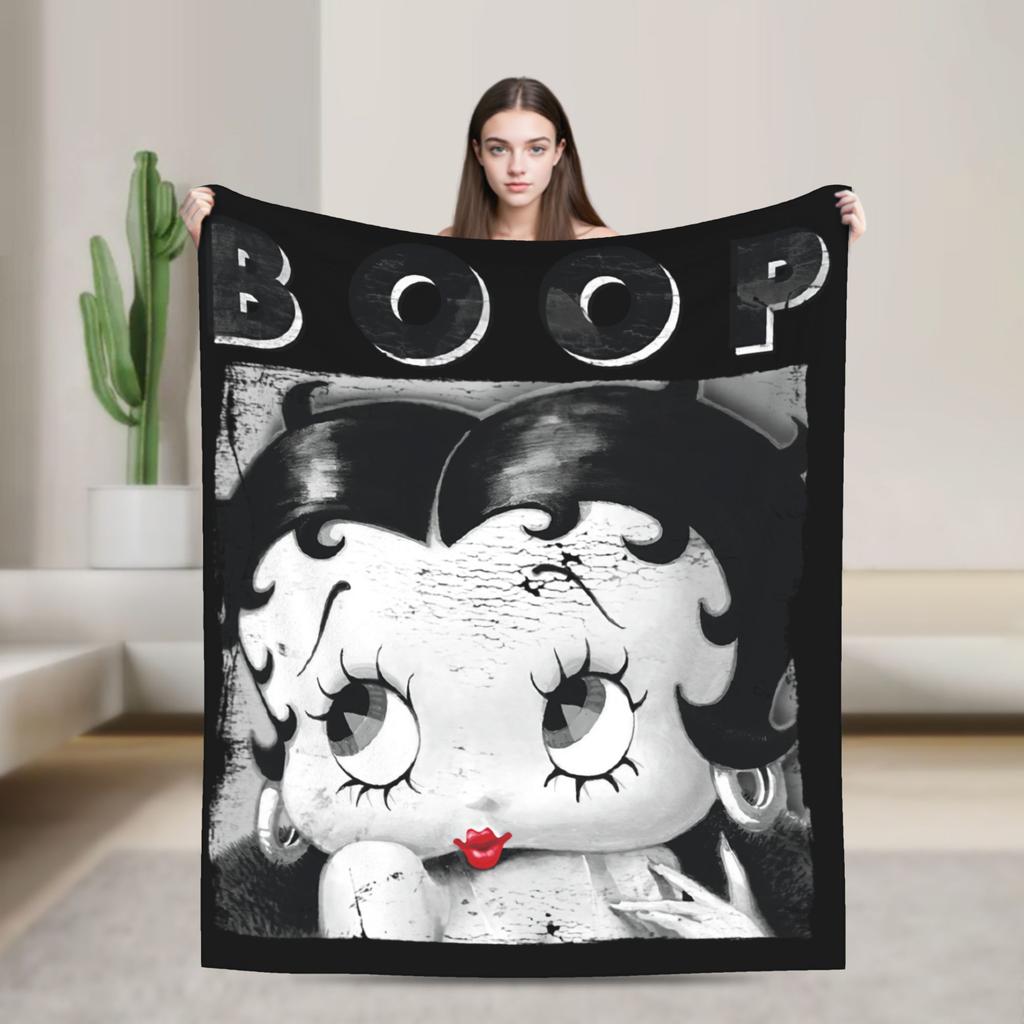Boop Classic Kiss Blanket Flannel Decoration Bettys Cartoon Breathable Lightweight Throw Blankets for Bedding Outdoor Bedspread