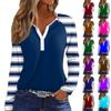Жен. Футболка С принтом Пуговицы Длинный рукав Рукав реглан Повседневные Мода Классический V-образный вырез Обычный Топ