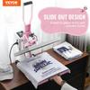 VEVOR Heat Press Machine 380 x 380 mm Digital Slide Out Heat Transfer Pink, for T-Shirts/Pillows/Bags, Fast and Even Heating, Precise Digital Control