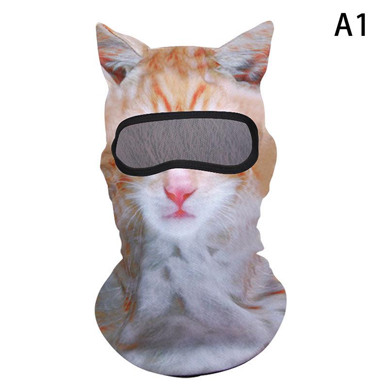 3D Кошка Лыжный Балаклаваживотное Маска для лица Полностью закрывающая лицо Капюшон Маска Милая Животнаябалаклава Мотоциклетный Мотокросс Лыжный Сноуборд Шапка