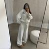 Womens 2-Piece Hoodie Set Fall Casual Zip-Up Embroidered Sweatshirt Pants Streetwear