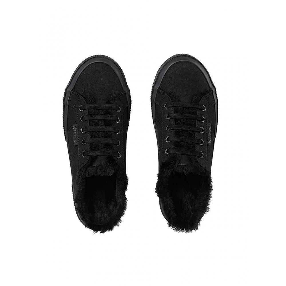 Superga 2402 Меховые мюли Полностью черные S00gzm0a0f