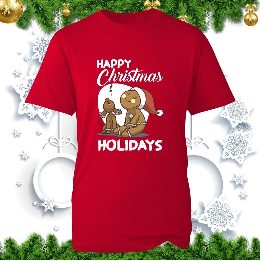Happy Christmas Holidays Tshirt Funny Gingerbread Xmas Winter Festive Tee Top