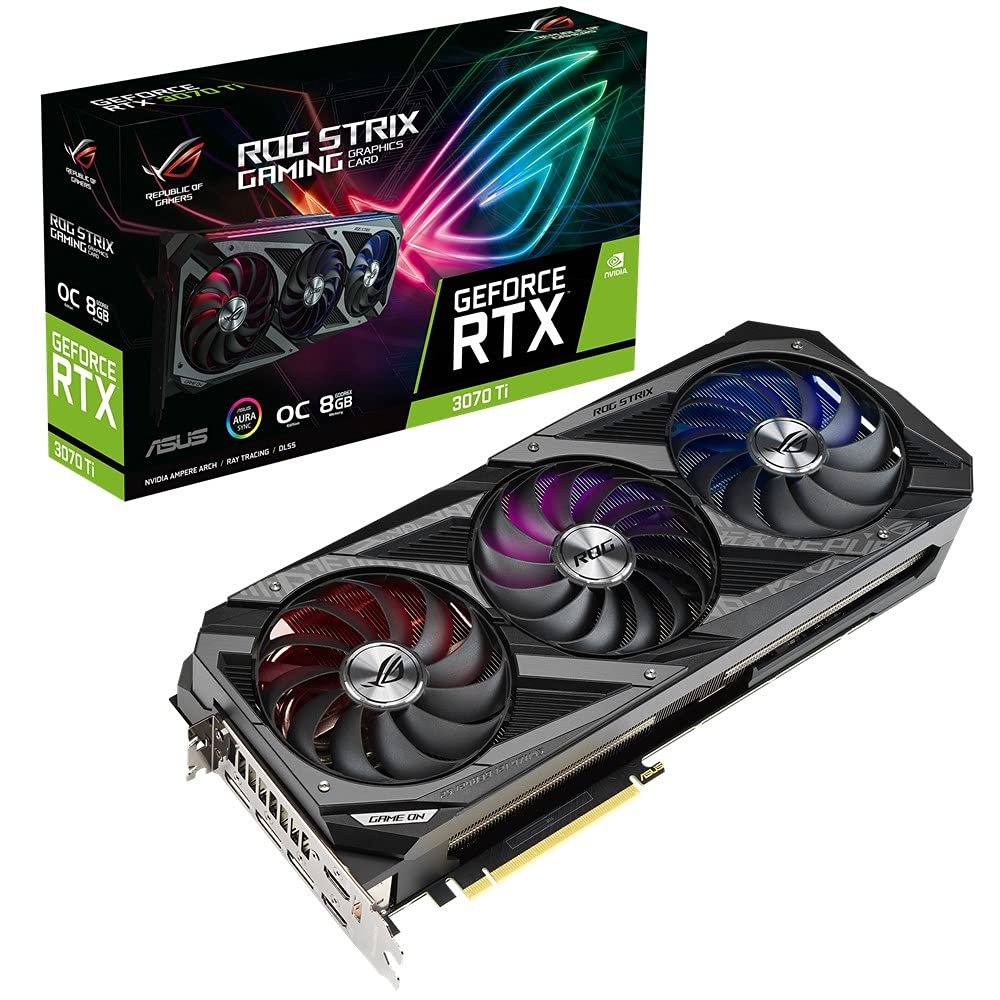 ASUSTek ROG Strix NVIDIA GeForce RTX 3070 Ti Видеокарта PCIe 8GB HDMI DisplayPort Вентилятор Super Alloy Power GPU Tweak, OC, 4.0, GDDR6X, 2.1, 1.4a,