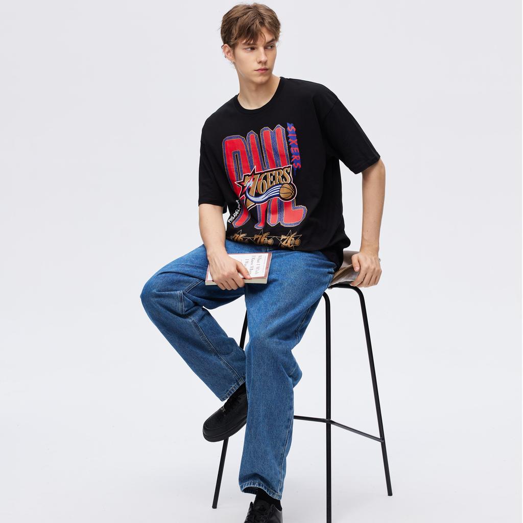 Mitchell & Ness 100% Хлопок Футболка Унисекс Черный MN25ATS29P7