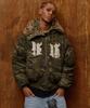 Hoodhood Hd Artificial Leather Patch Bomber Down Jacket Camo