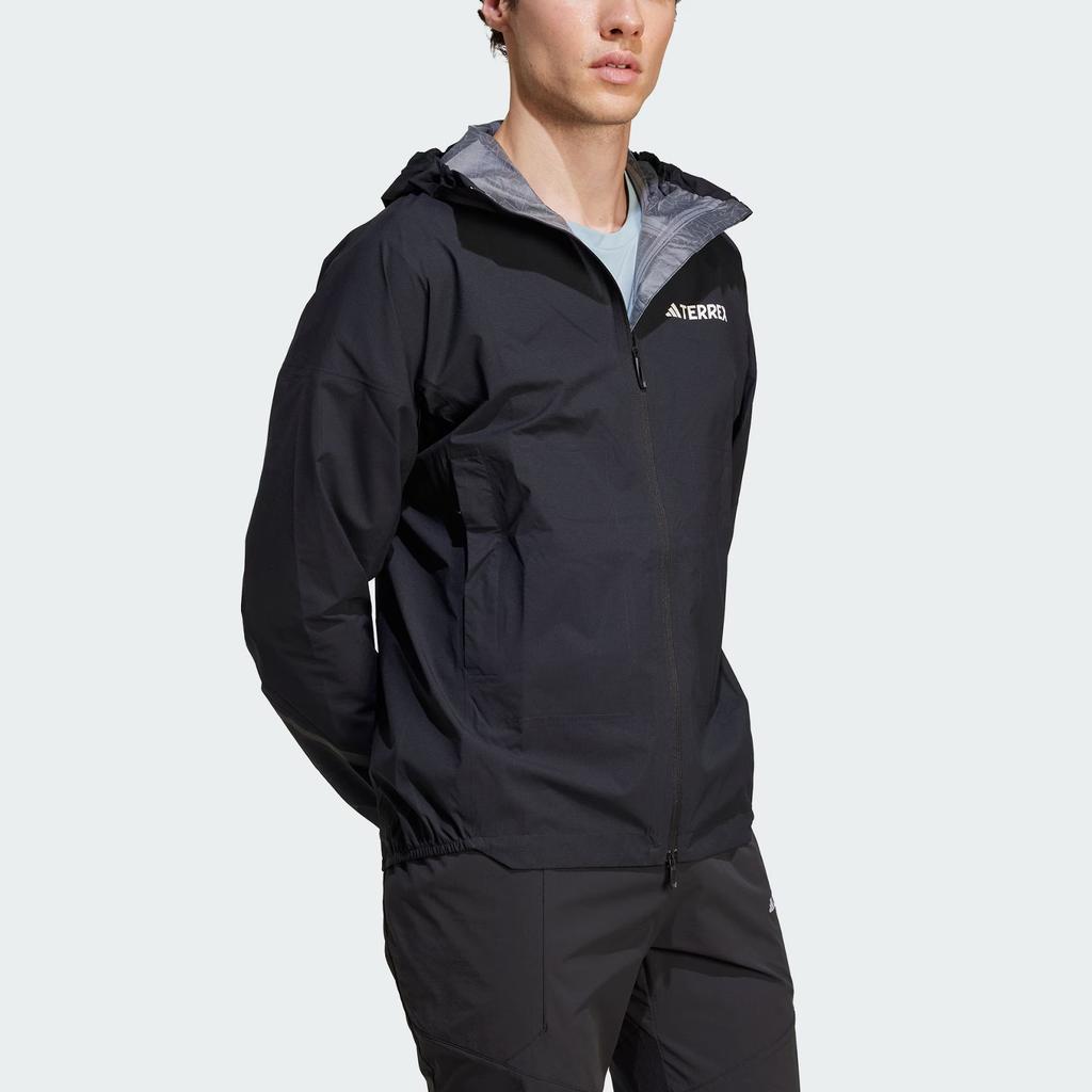 Adidas Terrex Xperior 2.5 Layer Light Casual Fashion Minimalist Slim Fit Hooded Waterproof Windbreaker Men Jacket Black KA5872