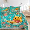 Piglet Hammock Flowers Print 3Pcs Bedding Setduvet Cover With 2 Bedropillowcase Home Birthday Gift