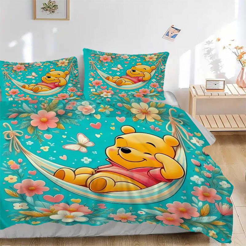 Piglet Hammock Flowers Print 3Pcs Bedding Setduvet Cover With 2 Bedropillowcase Home Birthday Gift