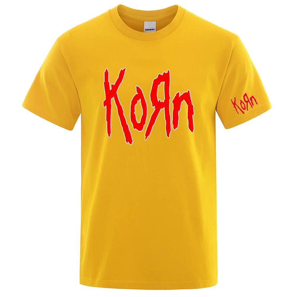 Korn Метал-рок группа Унисекс Обычные футболки с коротким рукавом Подходят для лета Футболки с круглым вырезом