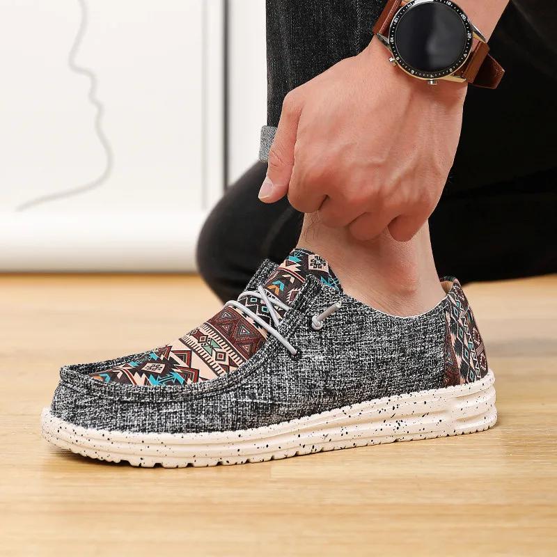 Модные мужские повседневные туфли с принтом, мужские, большого размера, дышащие, прогулочные туфли для мужчин, легкие, уличные, лоферы, обувь для мужчин