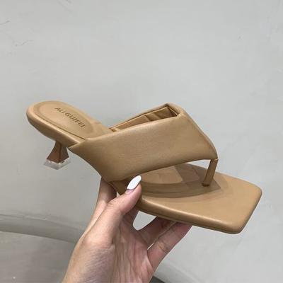 Сексуальные женские шлепанцы, сандалии на шпильке с квадратным носком, модные модельные женские туфли на низком каблуке, новые летние повседневные шлепанцы, женские тапочки