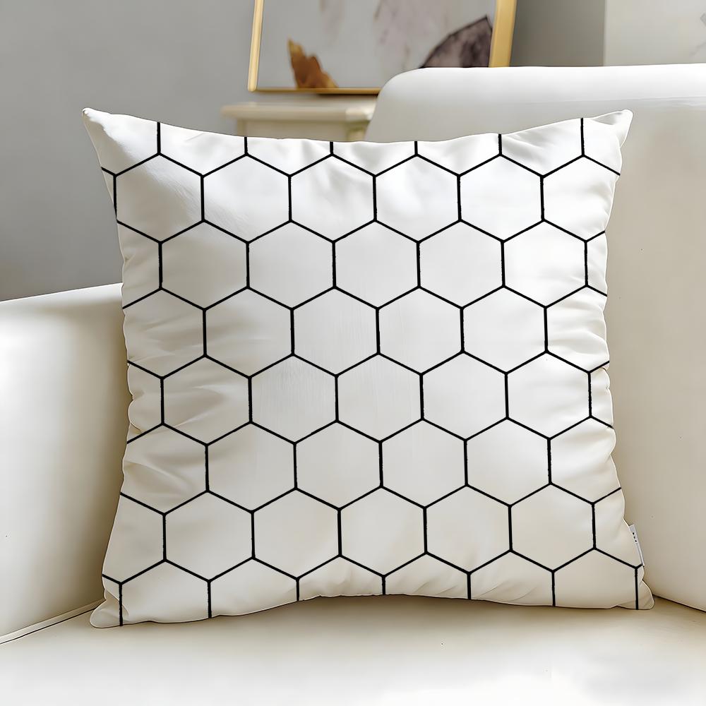 Minimal white geometry Cushion Cover Soft EasyWash Pillow Case Versatile for Couch Bed Travel and Office