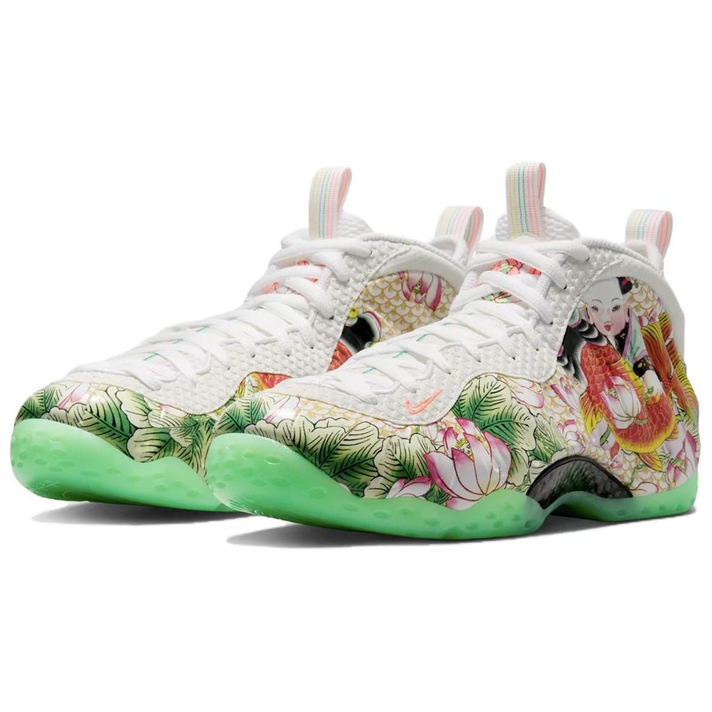 Nike Кроссовки мужские Air Foamposite One Pro Tianjin 2.0 Белые Светло-Ядовито-Зеленые-Черные-Лавово-Светящиеся-Тур-Желтые IR2078-100