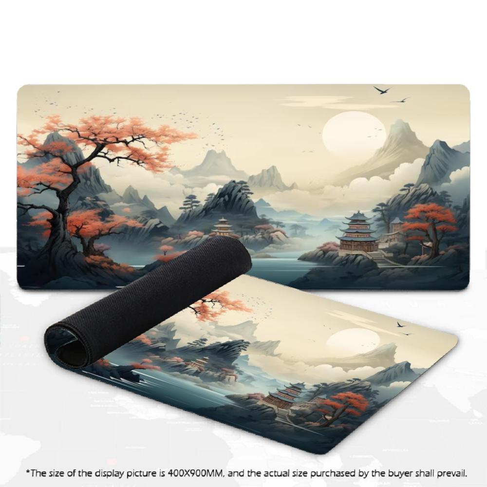Chinese Landscape Mouse Pad Ink Art Non-slip Mat Large Pc Gamer Keyboard Deskmat Gaming Accessories Computer Mousepad XXL