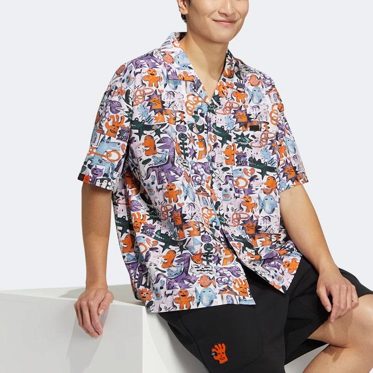 adidas originals KT CO AOP SHIRT Athleisure Casual Sports Short Sleeve Couple Style Printing Men's HR6458