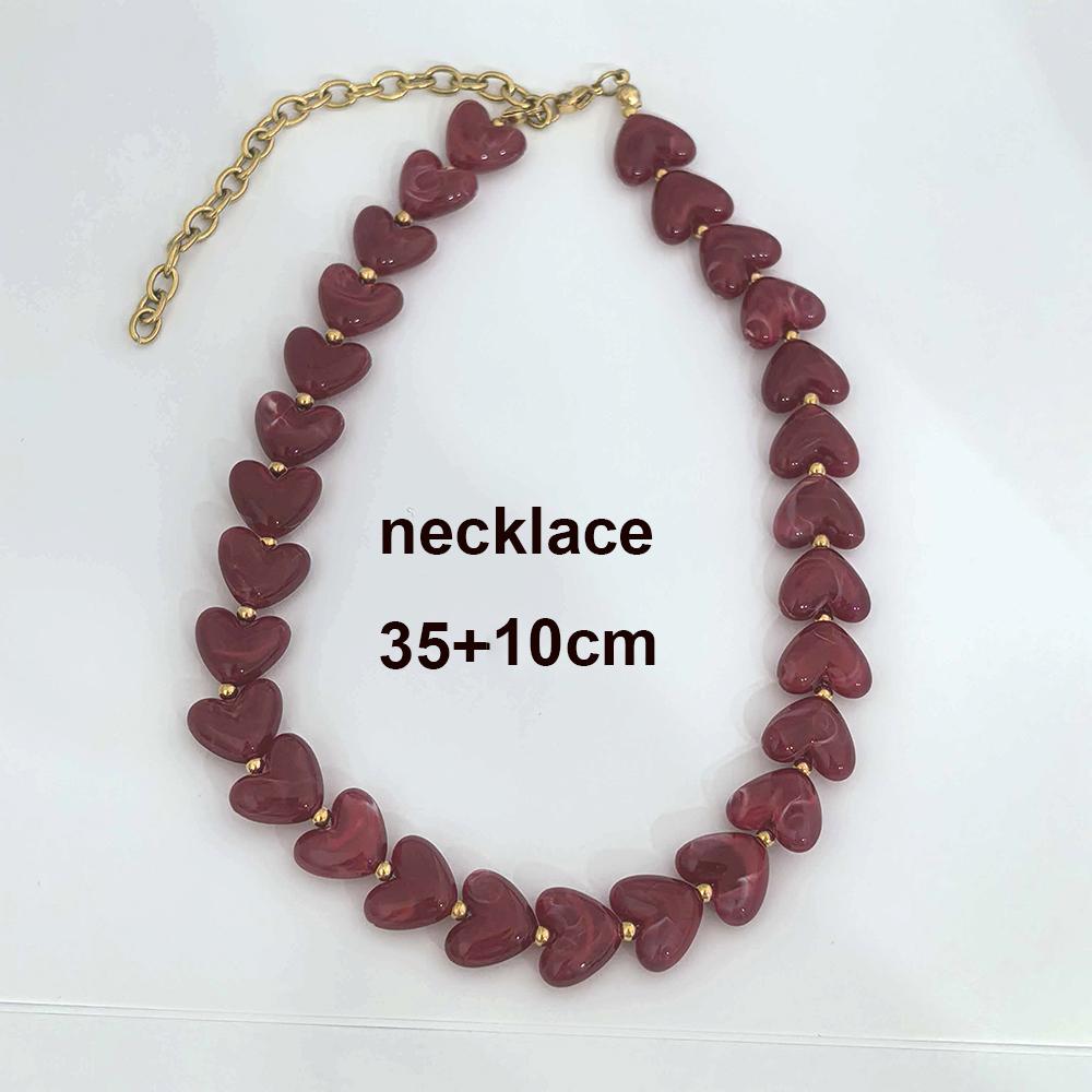 Love Resin Heart Necklace Women Choker Gold Beads Stainless Steel White Red Green Coffee Beige Waterproof Diy Handmade