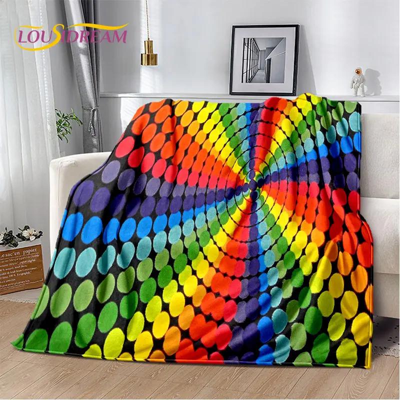 Мягкое плюшевое одеяло с радужной цветной иллюзией, фланелевое одеяло, одеяло для гостиной, спальни, кровати, дивана, чехол для пикника