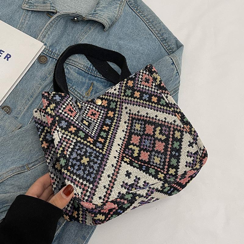 Холщовая сумка-тоут большой вместимости, женская сумка в этническом стиле, сумка для мамы, студенческая сумка через плечо для занятий