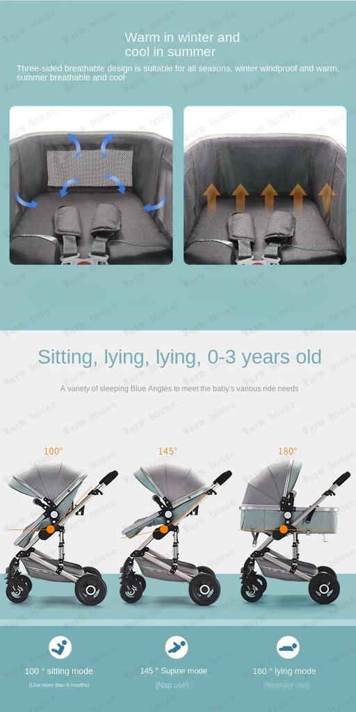 Многофункциональная детская коляска с автокреслом, детская коляска «три в одном» с высоким обзором, складная, двухсторонняя, регулируемые подлокотники