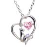 Necklace Heart Cat Dancing Stone Silver Selectable Birthstone Pink December Tanzanite [Future Angel] Women's [Baby Color]