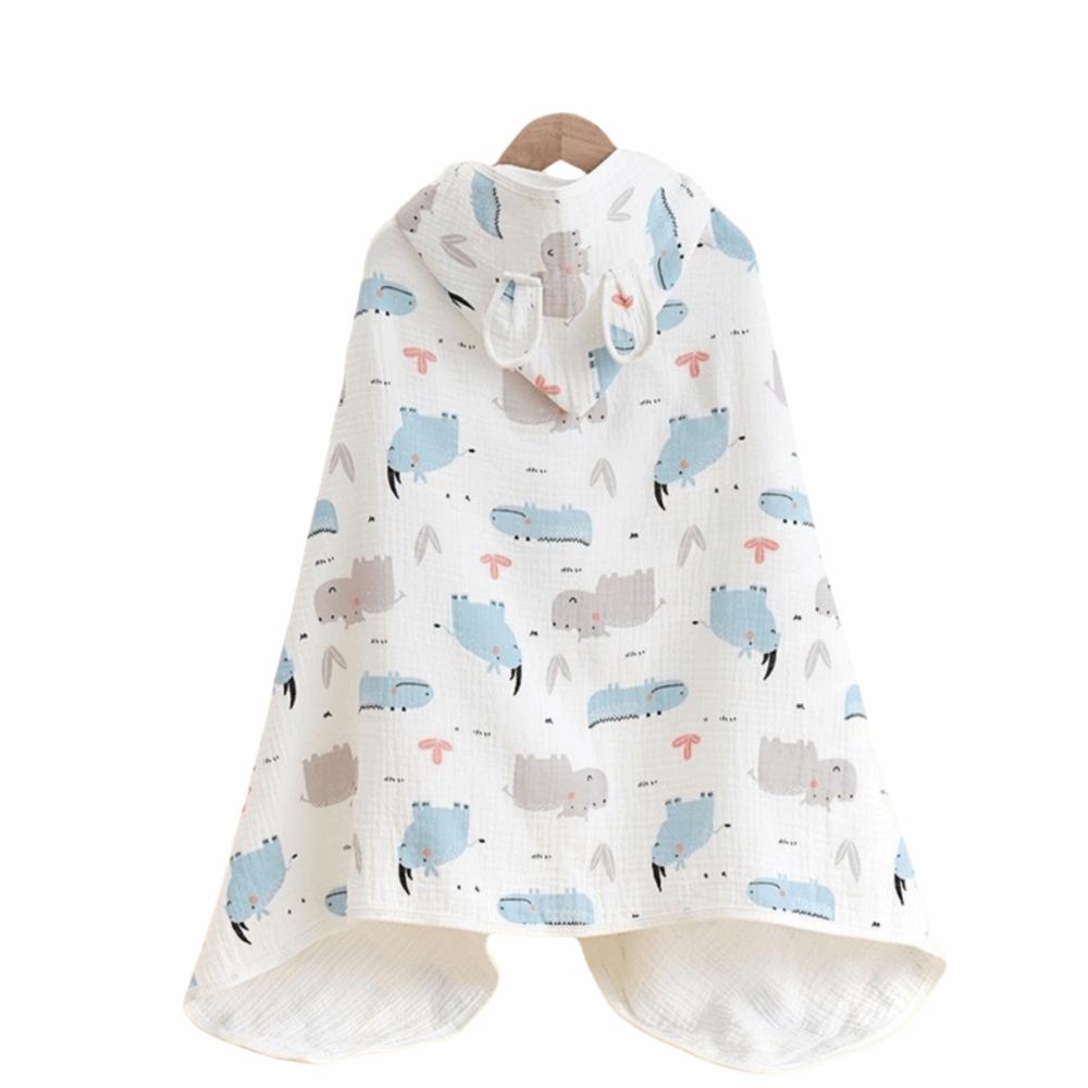 Cartoon Printed Baby Gauze Bath Towel Four Layer Cartoon Cloak Towel Warm Infant Bathrobe Bath