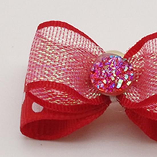 2 шт., завязки для волос для собак, волнистая точка, украшение для головы с принтом, хорошая эластичность, милые